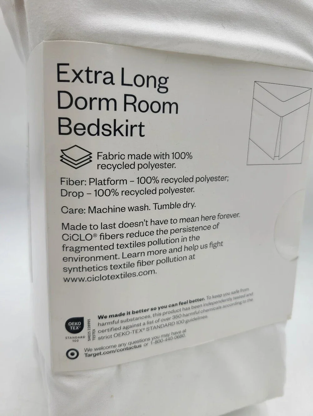 Room Essentials Raised Vaulted Dorm Room Bed Skirt w/ 42